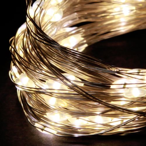 daiktų 100 mikro LED šiltos baltos spalvos laikmatis, 4 vnt. LED šviesos girliandų