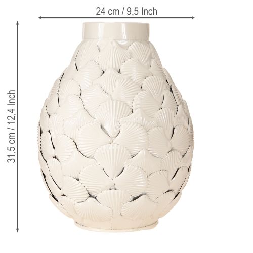 daiktų Maritime Decoration Vaza Metalinės vazos korpusai Pilkai Balta Ø24cm H31.5cm