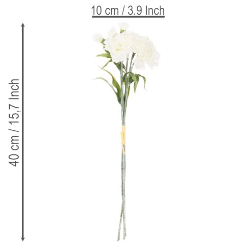 daiktų Dirbtiniai gvazdikai, balti, 40 cm, 4 vnt.