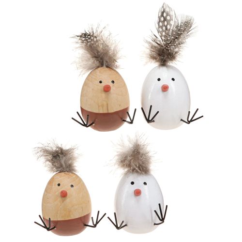 Easter Chick Chick Easter Egg Plunksnos Baltos Natūralios H9cm 4 vnt