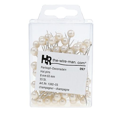 daiktų Perlo galvutės smeigtukai šampanas Ø8mm L65mm 55 vnt