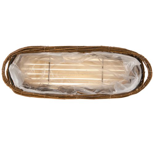 daiktų Augalų krepšelis su rankenomis, ovalus rudas 57/50/42cm, rinkinyje 3 vnt