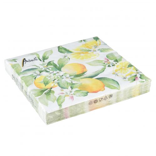 daiktų Servetėlės baltos su citrinomis vasaros dekoracija 33x33cm 20vnt