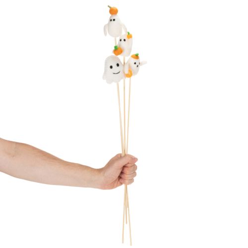 daiktų Vaiduoklių figūrėlės ant medinių pagaliukų, Helovino dekoracijos, 54 cm, 8 dalys