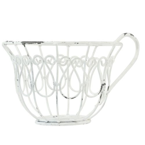 daiktų Sodintuvas metalinis dekoratyvinis puodelis baltas shabby chic Ø15cm H11cm