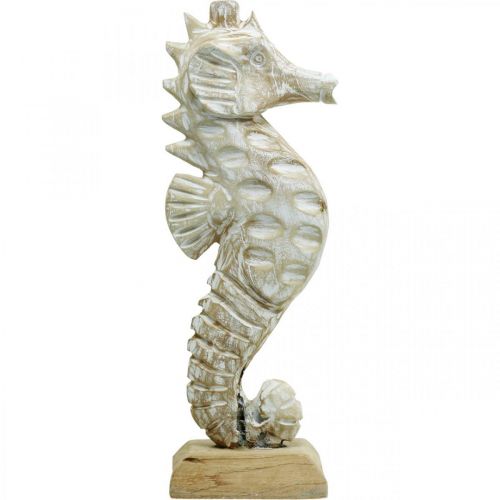 daiktų Seahorse Deco White Wood Maritime Decoration Deco Figūra H38cm