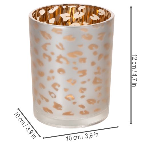 daiktų Stiklinė žvakutė su leopardo raštu, 12 cm