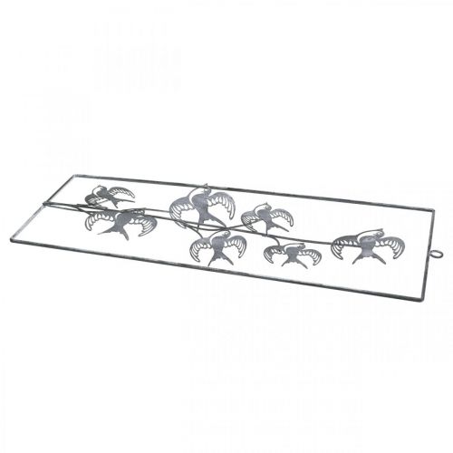 daiktų Metalo apdaila pakabinimui, kregždutės, sienų apdaila Sidabrinė, skalbta balta H47,5cm