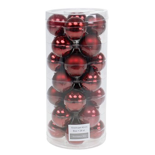 daiktų Kalėdinis rutulinis stiklas Ø4cm Bordo mišinys 24 vnt