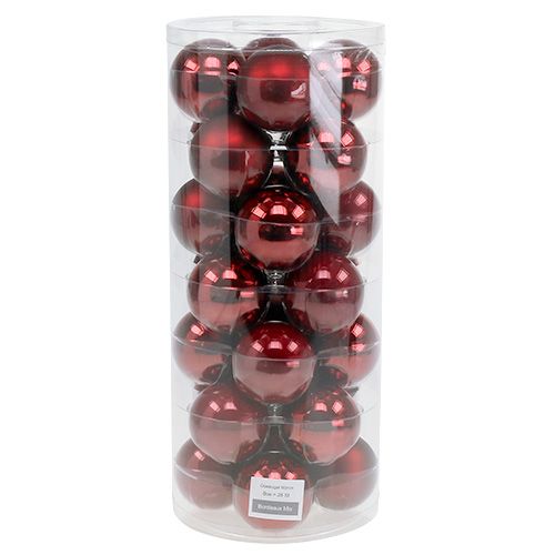 daiktų Kalėdinis rutulinis stiklas Ø6cm Bordo 24 vnt