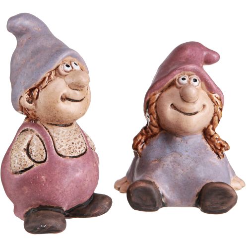 Floristik24 Gnome Spring Boy Girl Pair Purple Pink H10/14cm 2 vnt