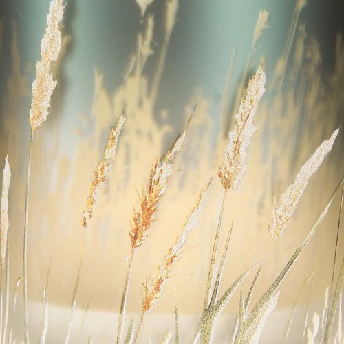 daiktų Dekoratyvinis stiklinis žibintas su žolės raštu atmosferiniams kambario akcentams, mėlynas, 8 cm, 4 vnt.