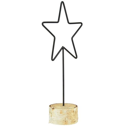 daiktų Dekoratyvinės žvaigždės žvakidės ant medinio pagrindo - 3 vnt. rinkinys - juoda ir natūrali, 40 cm - stilinga stalo puošmena