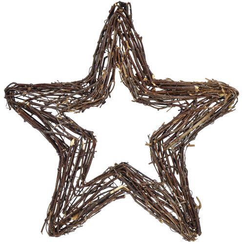 Dekoratyvinės žvaigždės kabančiai sienų apdailai gluosnio natūra 40cm 2vnt