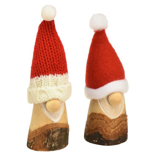 Floristik24 Dekoratyvinis nykštukas medinis kalėdinis nykštukas su kepure raudona natural 10/12cm 4vnt