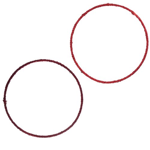 Dekoratyvinis žiedas iš džiuto dekoravimo kilpa raudona tamsiai raudona Ø30cm 4vnt