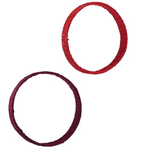 daiktų Dekoratyvinis žiedas iš džiuto dekoravimo kilpa raudona tamsiai raudona 4cm Ø30cm 2vnt