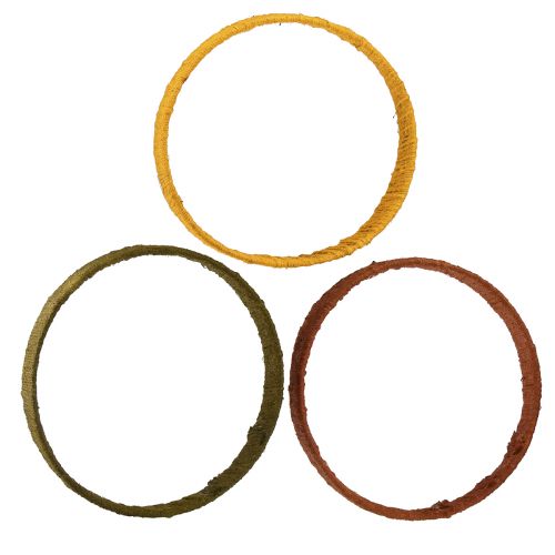 daiktų Dekoratyvinis žiedas džiuto kilpa geltona ochros ruda 4cm Ø30cm 3vnt