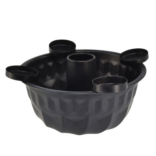 Dekoratyvinis juodos spalvos metalinis dubuo – Gugelhupf dizainas, 26 cm – stilingas arbatos žvakidės laikiklis jaukiai atmosferai