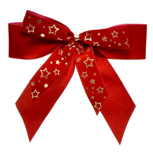 Dekoratyvinis lankelis 4cm pločio Raudonas kalėdinis lankelis su auksinėmis žvaigždėmis Rankų darbo lankelis 16×15cm 10vnt