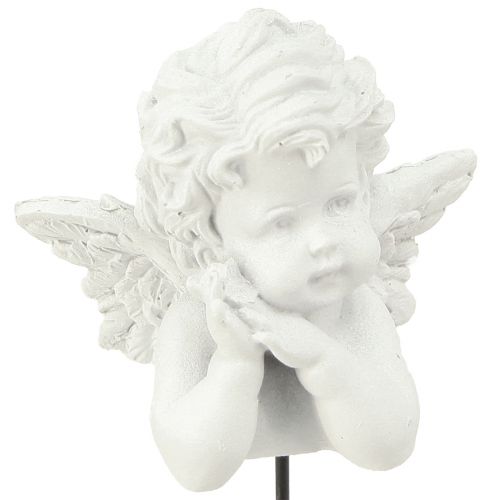 Dekoratyvinis kištukas angelo figūrėlės kapo puošmena balta H5cm 6vnt