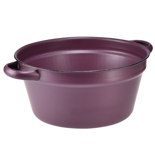 daiktų Kibiras su rankenomis augalų padėklas metalinis violetinis Ø22,5cm H10,5cm