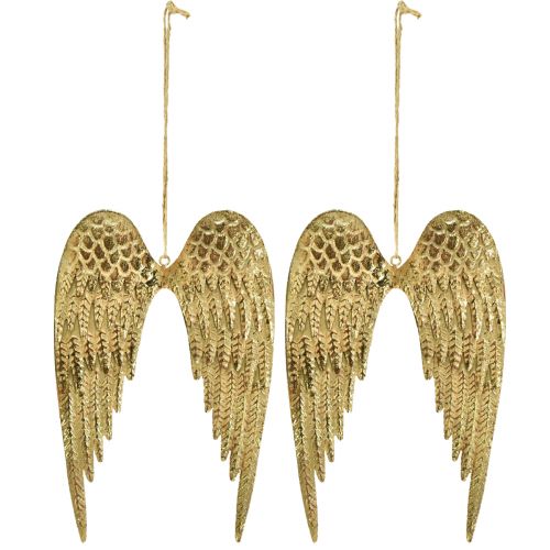 daiktų Angelų sparnai pakabinti metalinius sparnus auksiniai 12×19cm 2vnt