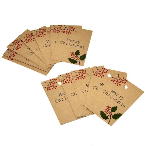 daiktų Dovanų etiketės Linksmų Kalėdų popierius natūralus rudas 8,5×5,5cm 20 vnt