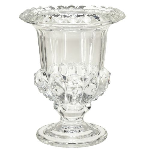 Stiklo vaza vaza su vintažiniu dekoru skaidri Ø16cm H20cm