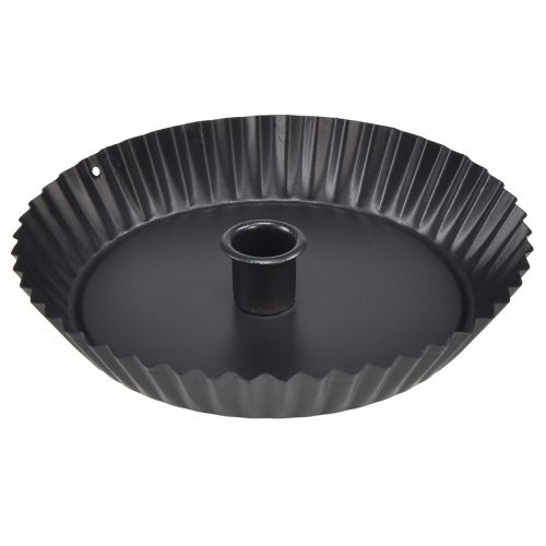 Originalus metalinis torto formos žvakių laikiklis – juodas, Ø 18 cm – stilinga stalo puošmena – 4 vnt.