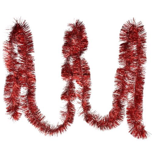 Šventinė raudonų blizgučių girlianda 270 cm - blizgi ir gyvybinga, puikiai tinka Kalėdoms ir šventinėms dekoracijoms