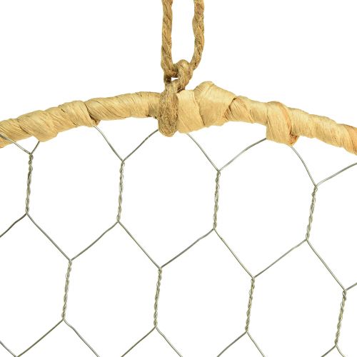 daiktų Metalinis dekoratyvinis žiedas pakabinimui Raffia Silver Natural Ø28cm 4 vnt