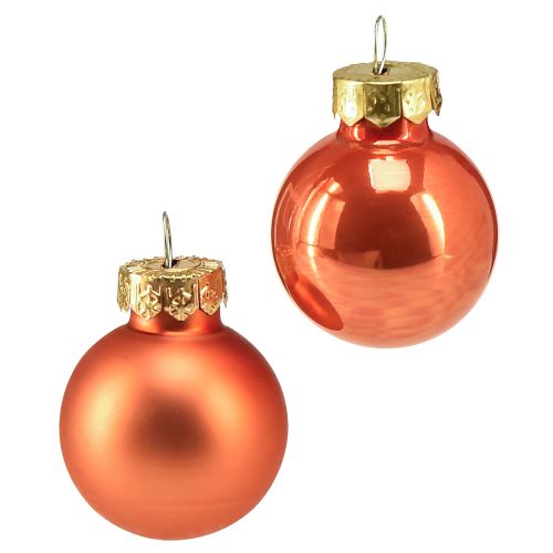 Mini kalėdiniai rutuliukai stikliniai oranžiniai moliūgai Ø2,5cm 22vnt