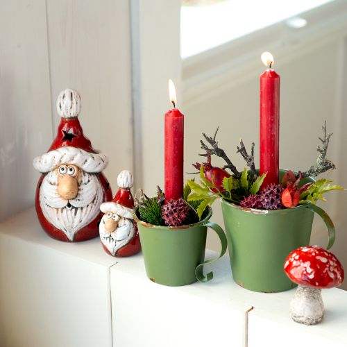 Miela keraminė Kalėdų Senelio figūrėlė, raudona ir balta, 10cm - tobula kalėdinė puošmena - 4 vnt