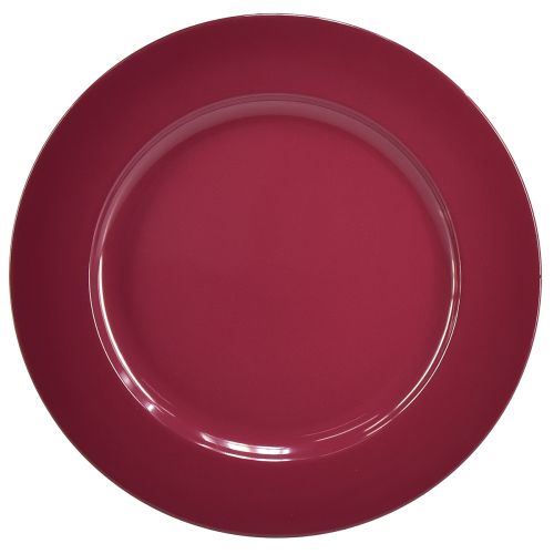 Universalios tamsiai raudonos plastikinės lėkštės – 28 cm, puikiai tinka dekoravimui ir naudojimui lauke – 4 vnt