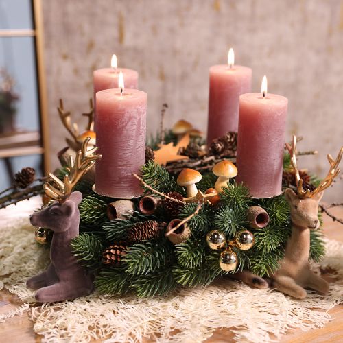 daiktų Sėdinčio elnio dekoracija, pilkai auksinė, 15 × 6 × 15,5 cm, 3 vnt.