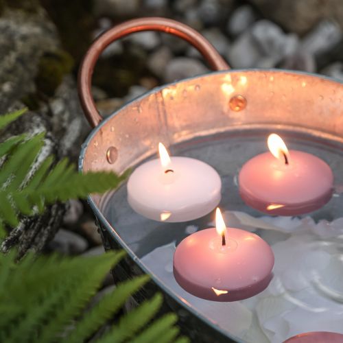 Floristik24 Plaukiojančios žvakės Plaukiojančios žvakės rožinės spalvos Ø4,5cm H3cm 8vnt