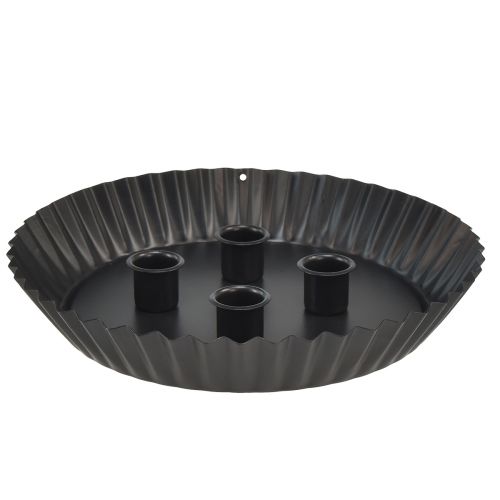 daiktų Dizaino metalinės torto formos žvakidės, 2 vnt - juodos, Ø 24 cm - elegantiška stalo puošmena 4 žvakėms