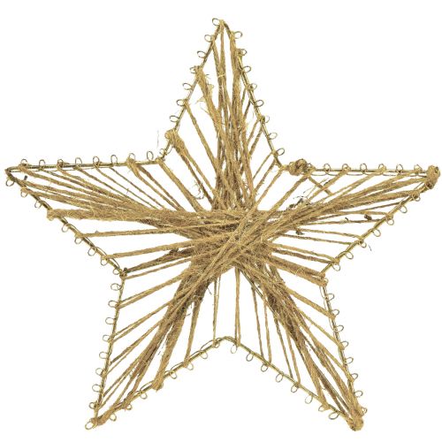 Žvaigždė apvyniota džiuto kalėdine puošmena kaimiška 20cm 4 vnt