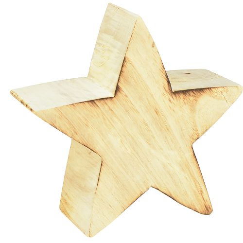 Kaimiška dekoratyvinė žvaigždė iš medžio - natūralaus medžio išvaizda, 20x7 cm - universalus kambario dekoravimas