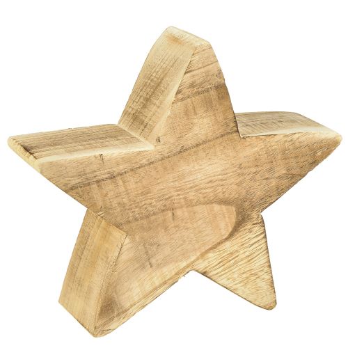 Kaimiška dekoratyvinė žvaigždė, pagaminta iš paulownia medienos - natūralaus medžio išvaizda, 25x8 cm - universalus kambario dekoravimas