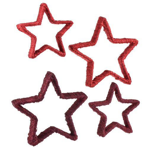Žvaigždutė stovi Kalėdinė dekoracija džiuto raudona 13/18cm 4vnt