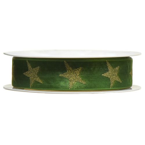 daiktų Žvaigždžių juostelė žalia auksinė organzos juostelė Kalėdos W25mm L18m
