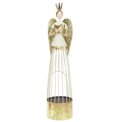 Stalo puošmena metalinė angelo figūrėlė su širdele balto aukso H54cm