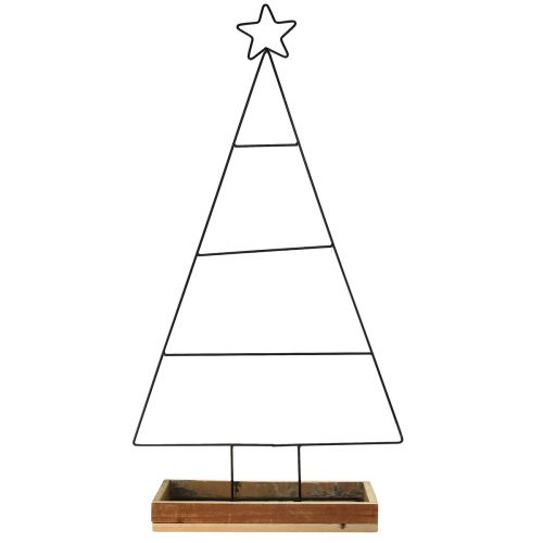 daiktų Metalinė eglutė su mediniu dekoratyviniu padėklu, 98,5cm - Šiuolaikinė kalėdinė puošmena