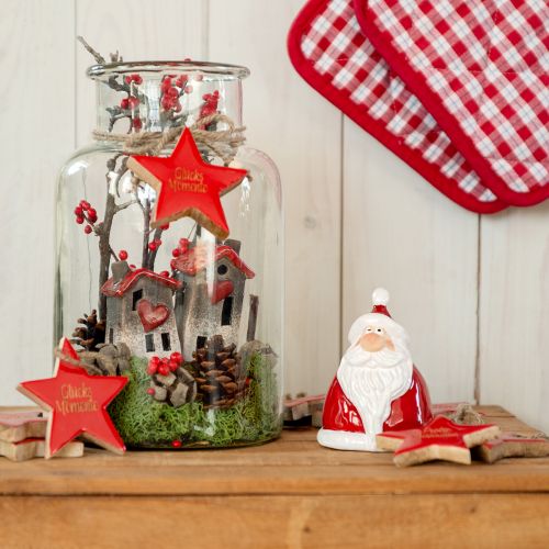 Raudona Kalėdų Senelio figūrėlė 2 dalys - 13 cm - Ideali kalėdinė dekoracija šventinei atmosferai