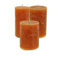 Floristik24 Vienspalvės stulpinės žvakės Rustic Dark Orange Sunset