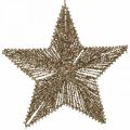 Floristik24 Kalėdų eglutės papuošimai, Advento papuošimai, žvaigždučių pakabukai auksiniai W30cm 4vnt