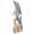 Floristik24 Delfinų figūrėlė jūrinė medinė dekoracija rankomis raižyta mėlyna H59cm