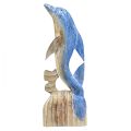 Floristik24 Delfinų figūrėlė jūrinė medinė dekoracija rankomis raižyta mėlyna H59cm